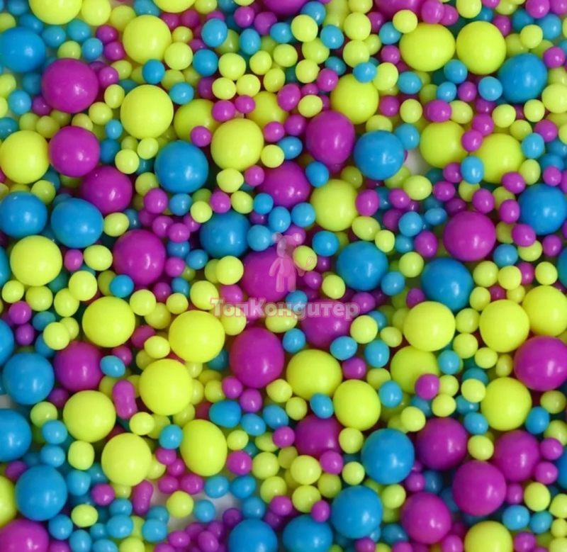 Кондитерская посыпка в цветной глазури "Неон" Синий, лимонный, ультрафиолет № 925  50 гр