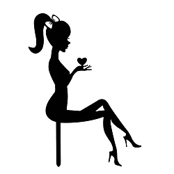 Топпер "Девушка с сердцем в руках" черный 15,5 см*11 см