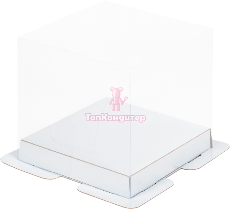 Коробка для торта 13 см*13 см*12,5 см белая "Премиум"