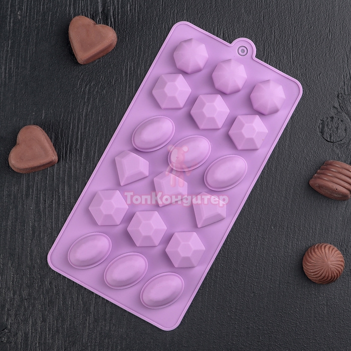 Форма для льда и шоколада «Огранка», 22×11×2 см, 18 ячеек, цвет МИКС