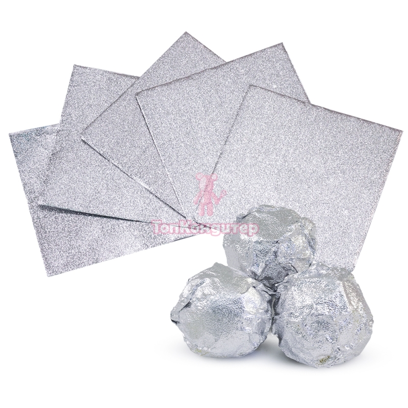 Обертка для конфет серебро 8х8 100 шт, фольга алюм.