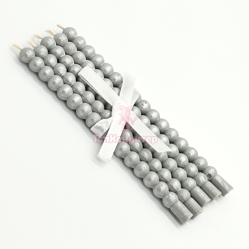 Свечи жемчуг "Перламутровый серый" 12 см, 5 шт