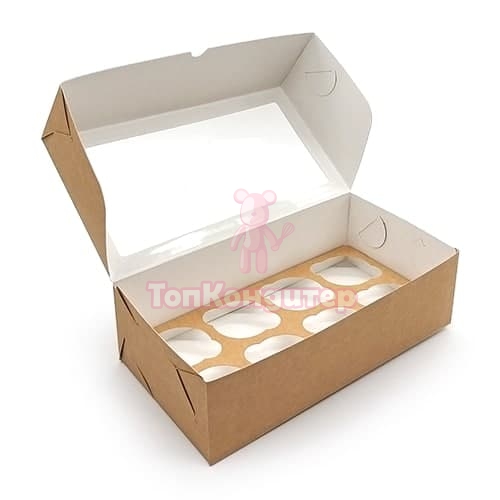 Коробка на 8 капкейков крафт