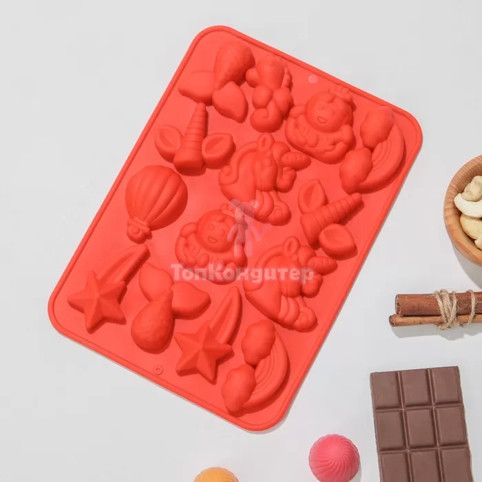 Форма для льда и кондитерских украшений «Волшебство», 14 ячеек, 23×16,5×2 см, цвет МИКС