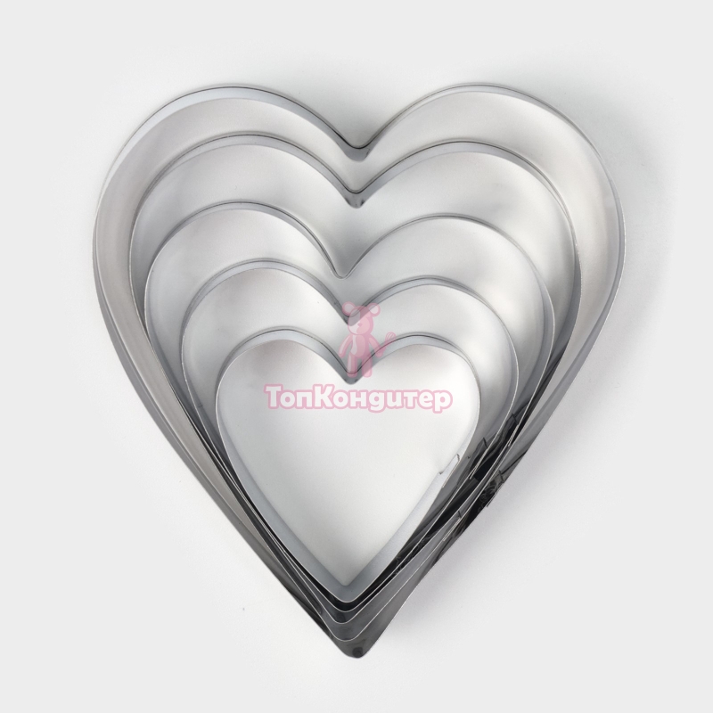 Вырубка для пряников "Сердечки" набор 5 шт