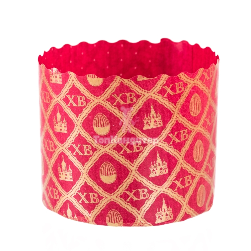 Форма бумажная для кулича "ХВ КРАСНАЯ" d= 7 см x h= 7 см